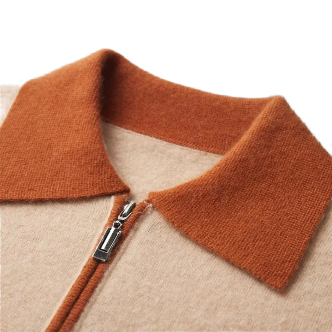 100% TheighT Cashmere Polo Zip Up