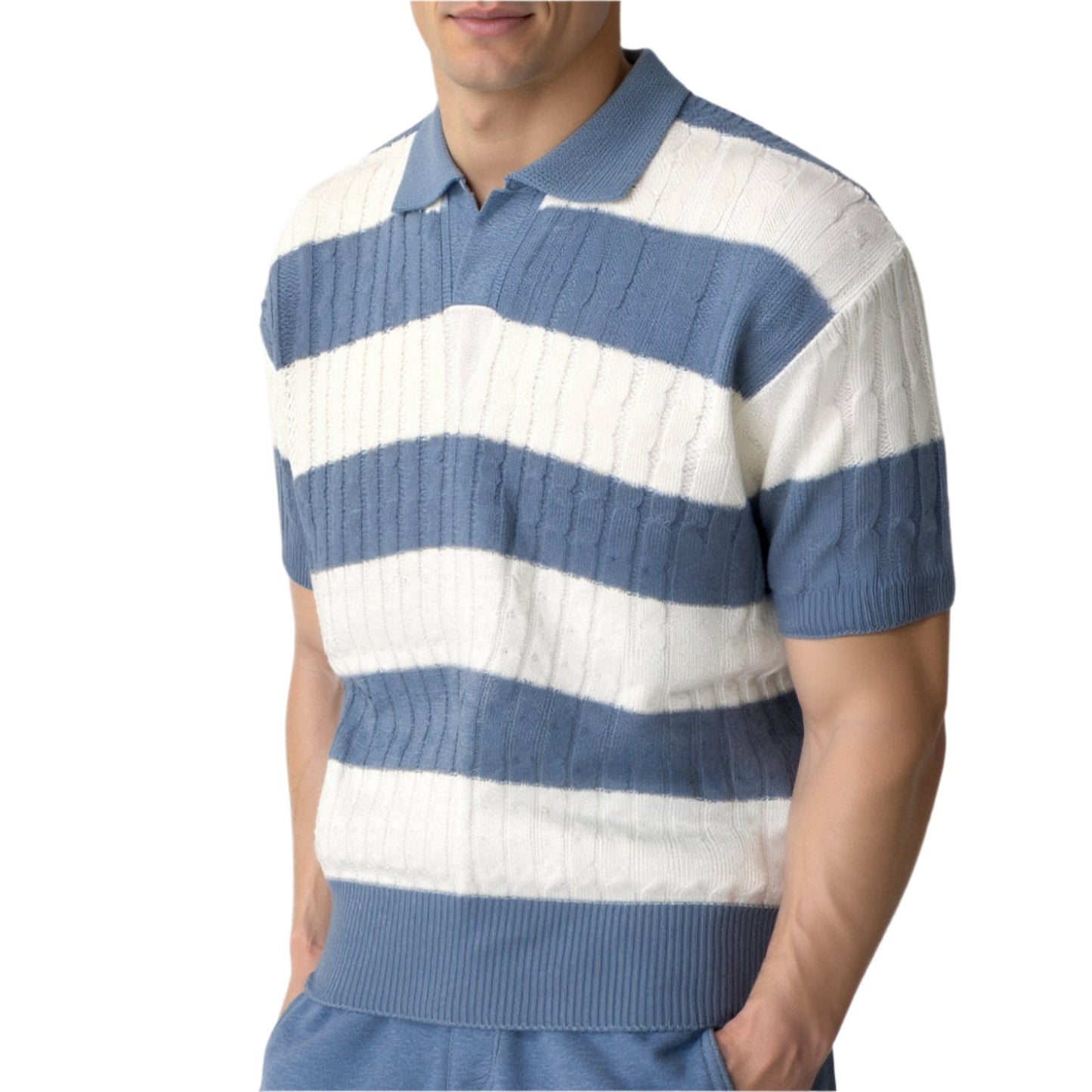 TheighT 白色条纹 Polo 衫