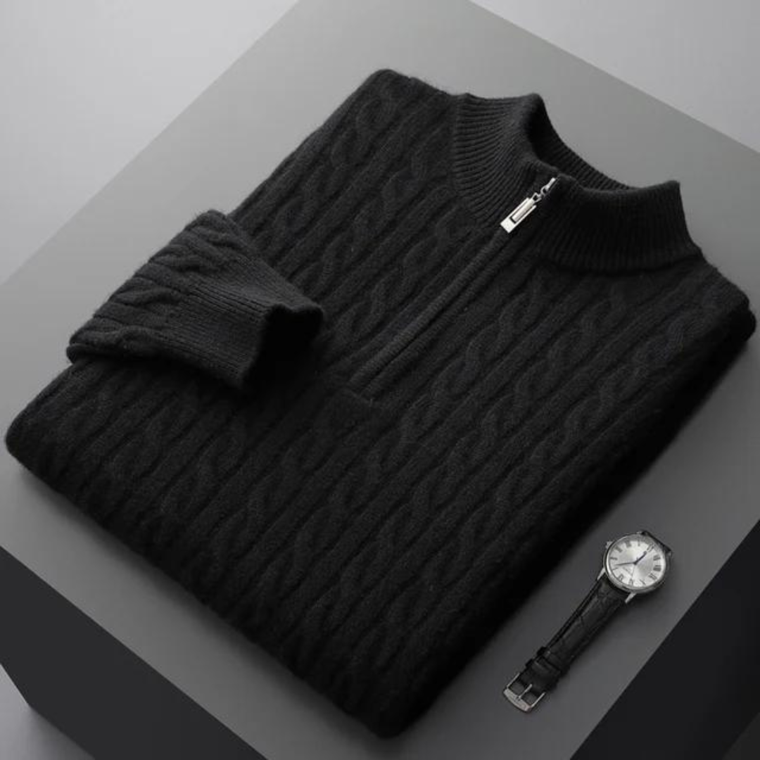 100% TheighT Cashmere Woven Half Zip