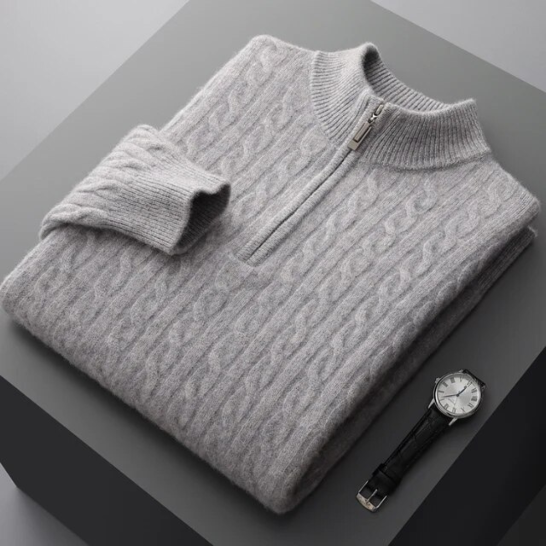 100% TheighT Cashmere Woven Half Zip