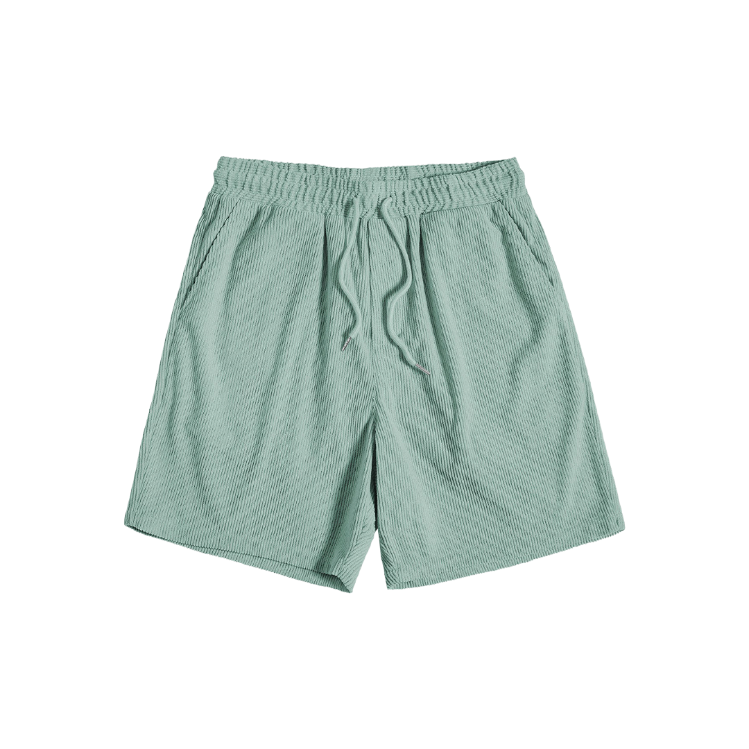 Short-Sleeved Corduroy Button Up Shirt & Shorts