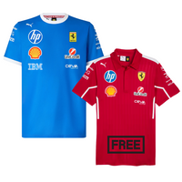 Ferrari Blue Tshirt + Ferrari Red Tshirt (FREE)
