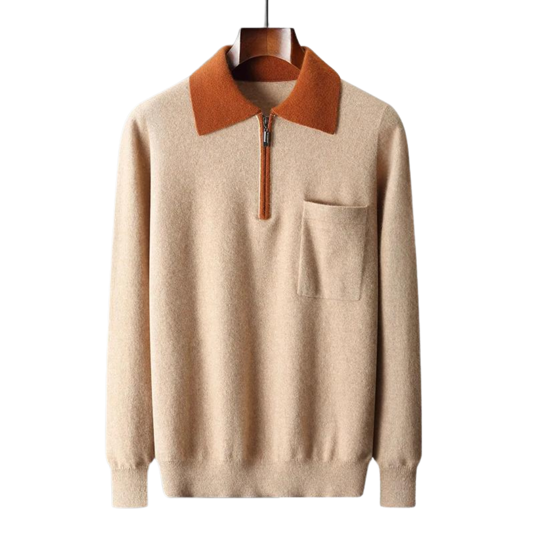100% TheighT 羊绒拉链 Polo 衫
