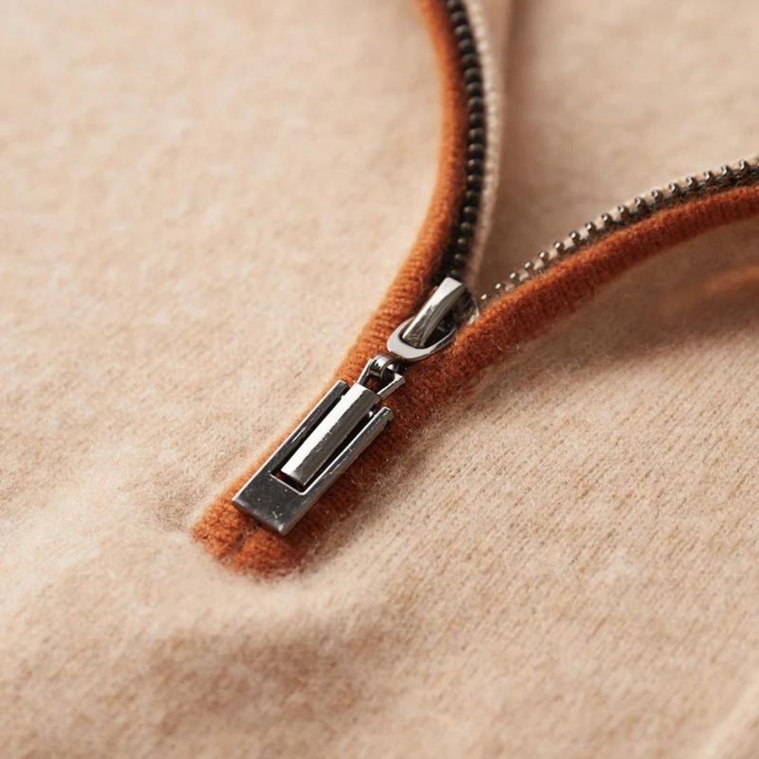 100% TheighT Cashmere Polo Zip Up