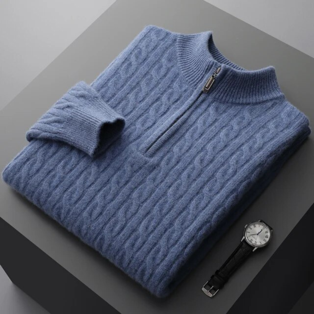 100% 極厚カシミア織りハーフジップ