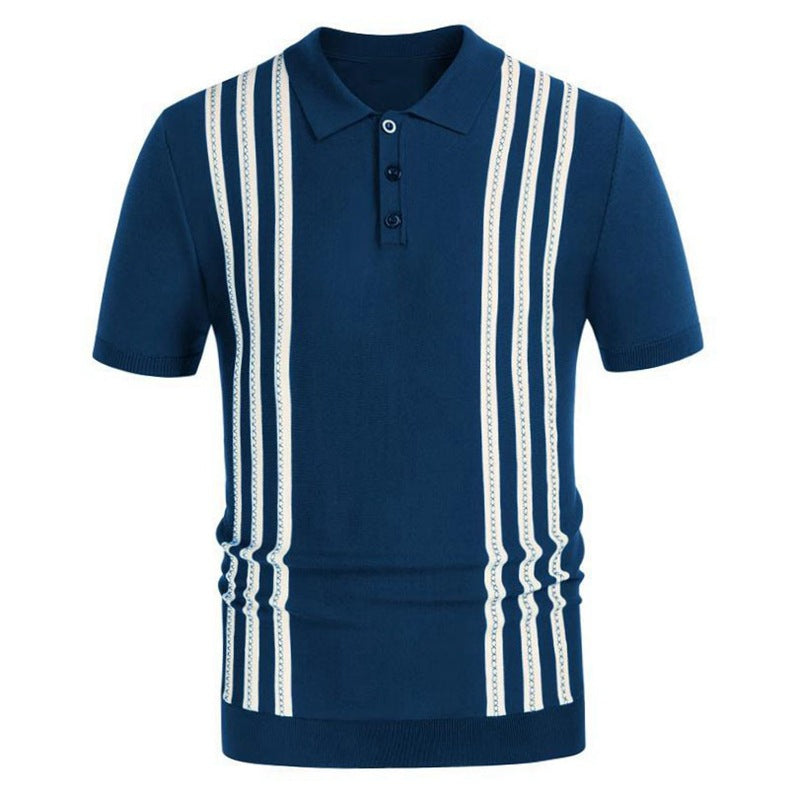 Kyoto - Theight Striped Casual Polo